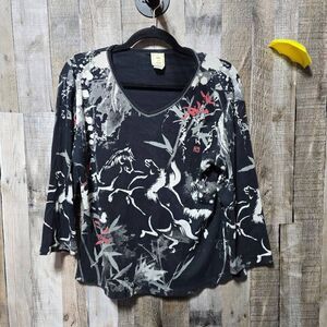 Jess & Jane Vintage Y2K All Over Print Western Horse Tee